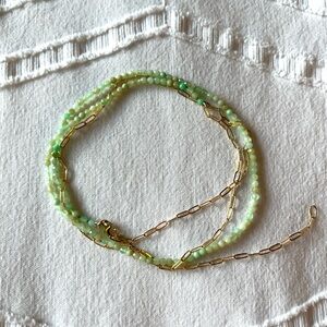 Galley Los Angeles Dainty Paperclip Belly Chain in Mint/Light Green